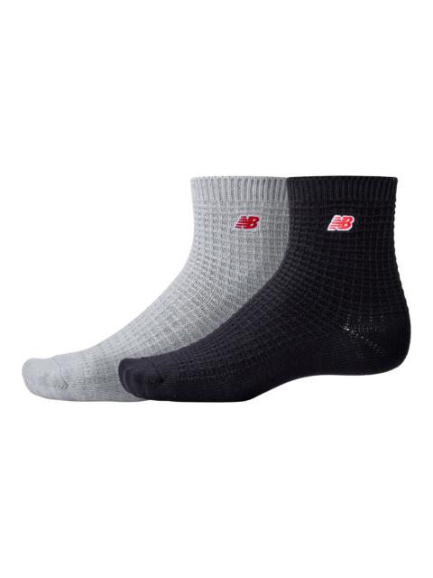 Waffle Knit Ankle Socks 2 Pack