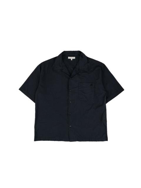 Merz b. Schwanen SHIRT09LP Unisex Short Sleeve Cotton Poplin Shirt Deep Black