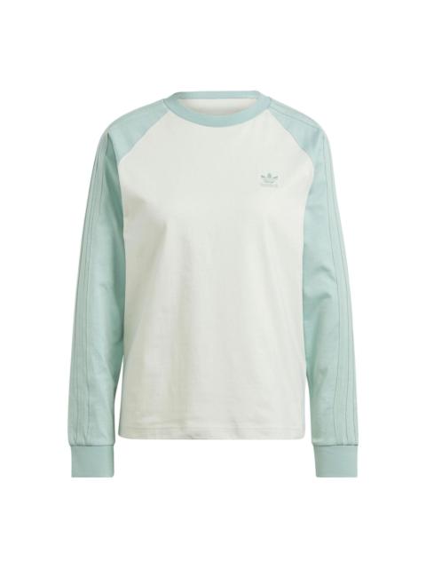adidas (WMNS) 아디다스 오리지널 긴 소매 티셔츠 'White Green' IN4136