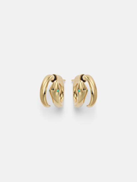 ILEANA MAKRI Spiral Cobra 18kt gold earrings with emeralds