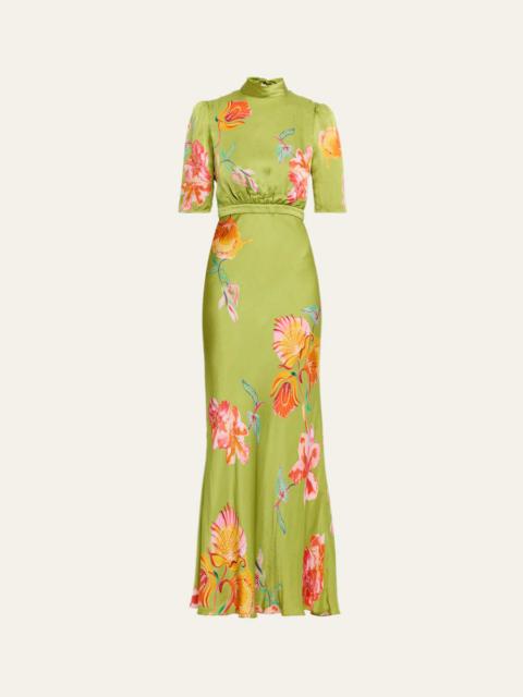 SALONI Adele B Floral Silk Dress
