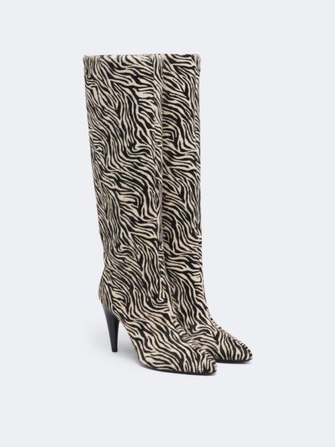 Isabel Marant Jany zebra-print calf-hair knee-high boots