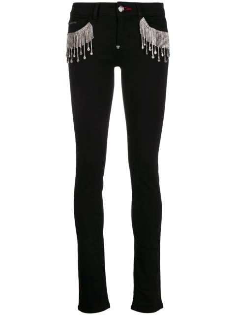 PHILIPP PLEIN crystal fringe-embellished skinny jeans