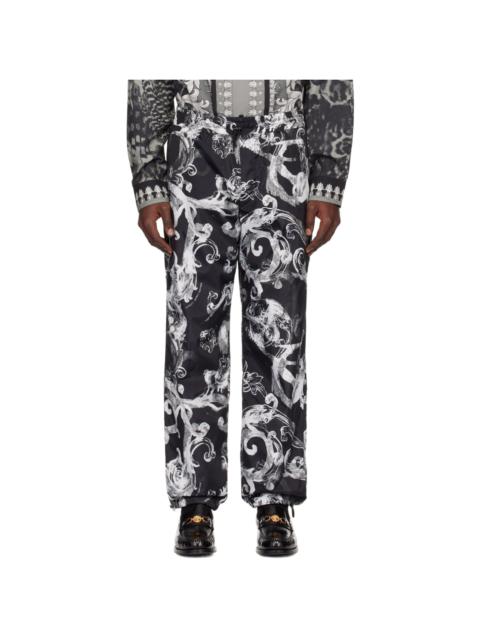 VERSACE JEANS COUTURE Black & White Watercolor Couture Trousers