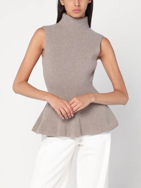 RÓHE Sleeveless taupe mélange top in cashmere blend