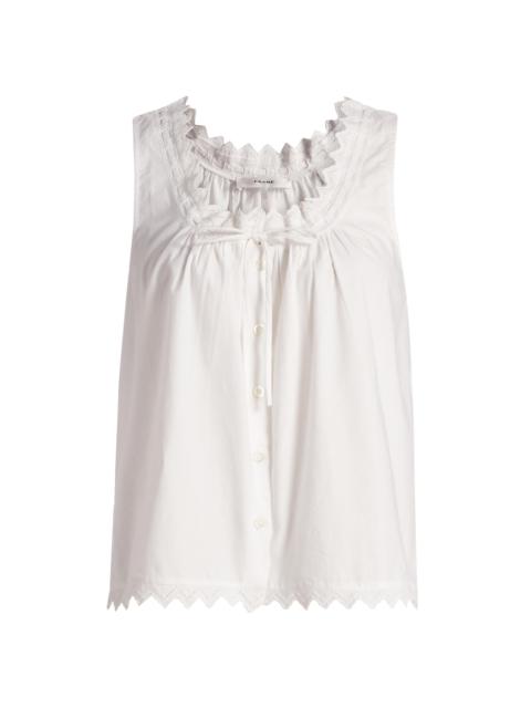 FRAME Women's The Serene Eyelet Trim Cotton Tank - White
