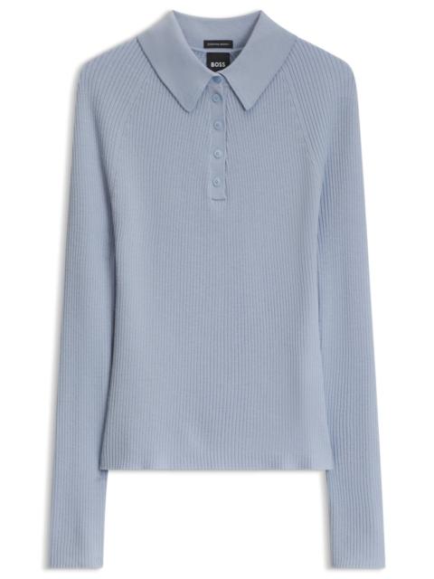 BOSS FITTED POLO SWEATER IN PURE VIRGIN WOOL