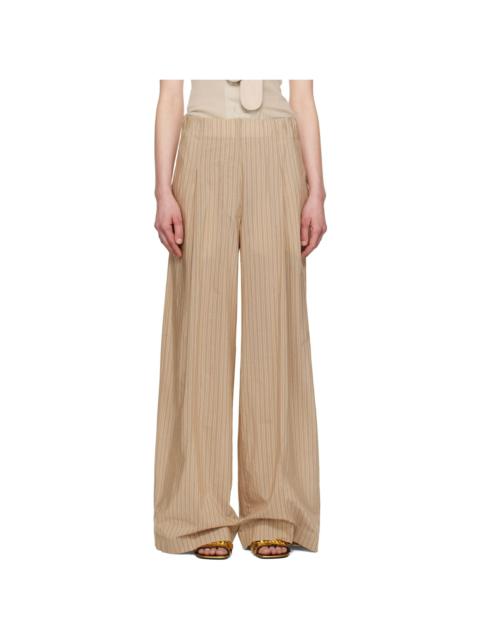 Dries Van Noten Beige Striped Trousers