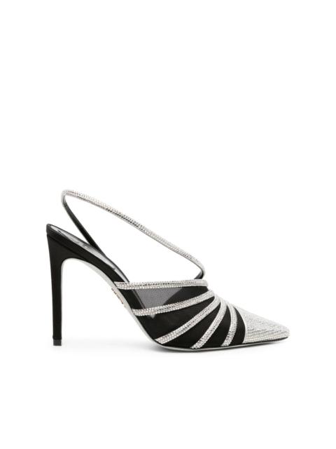 RENE CAOVILLA 115mm slingback mesh crystal pumps