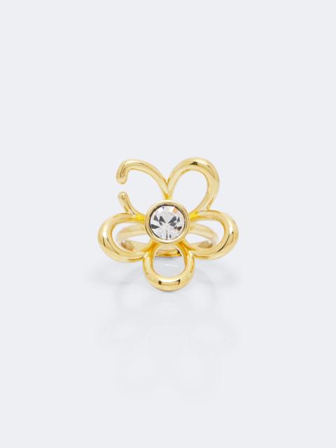 Oscar de la Renta Crystal-embellished floral ring