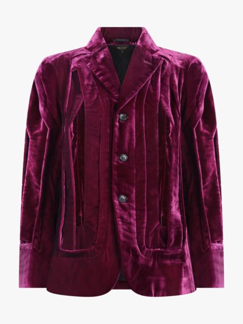 Comme Des Garçons SINGLE BREAST VELVET CUT OUT PANEL JACKET | PURPLE