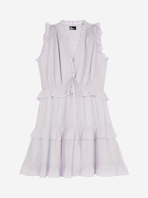 The Kooples SHORT DRESS WITH LILAC RUFFLES