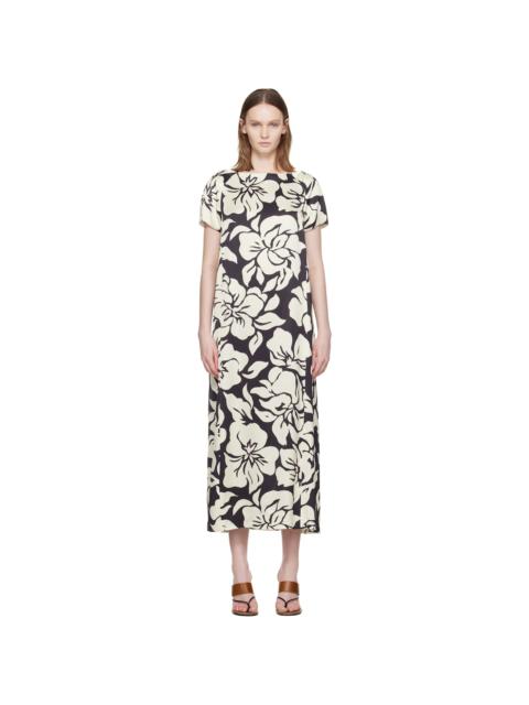 Dries Van Noten Black & Ivory Floral Midi Dresss
