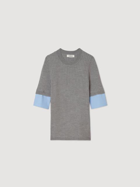 Sandro SWEATER WITH CONTRAST SHORT SLEEVES