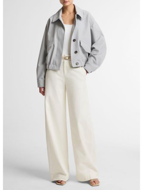 Vince Italian Cotton Utility Double-Waist Wide-Leg Pant