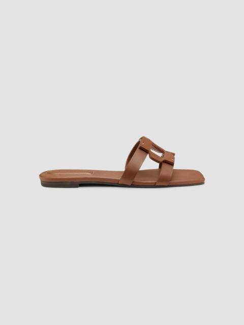 SIMKHAI Women's Monogram Leather Flat Slides - Sable