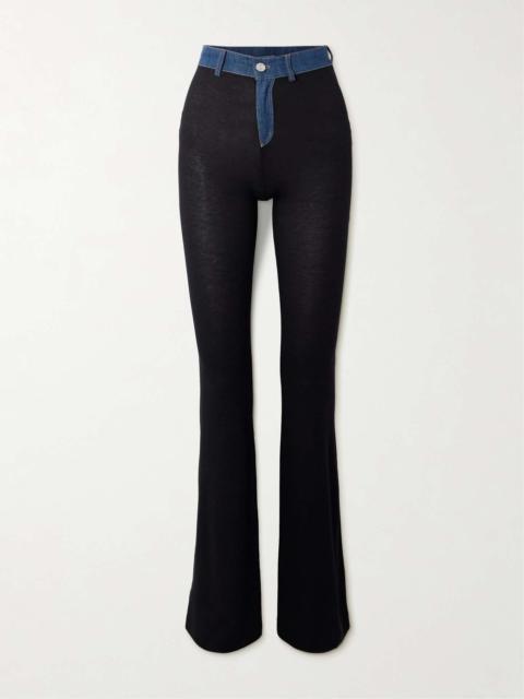 COPERNI Denim-trimmed ribbed Lyocell-blend flared pants