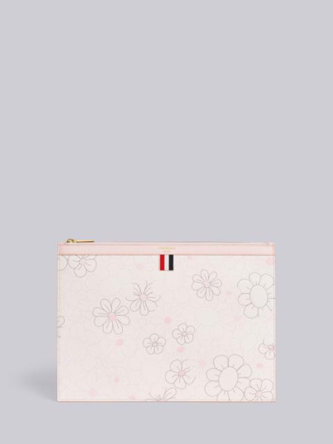 Thom Browne Light Pink 3d Floral Print Pebble Grain Leather Medium Document Holder