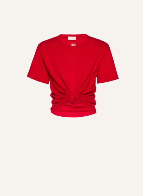 MAGDA BUTRYM Knotted ribbed t-shirt in red