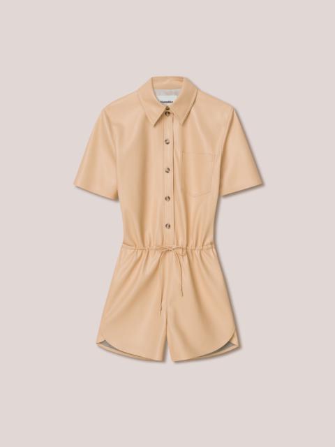 Nanushka LENI - Vegan leather button-down playsuit - Eggshell