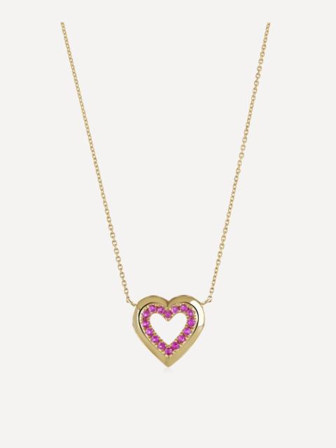 ROXANNE FIRST 14ct Gold Pink Sapphire Heart Pendant Necklace