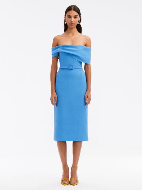 Oscar de la Renta OFF SHOULDER DRAPE DETAIL DRESS