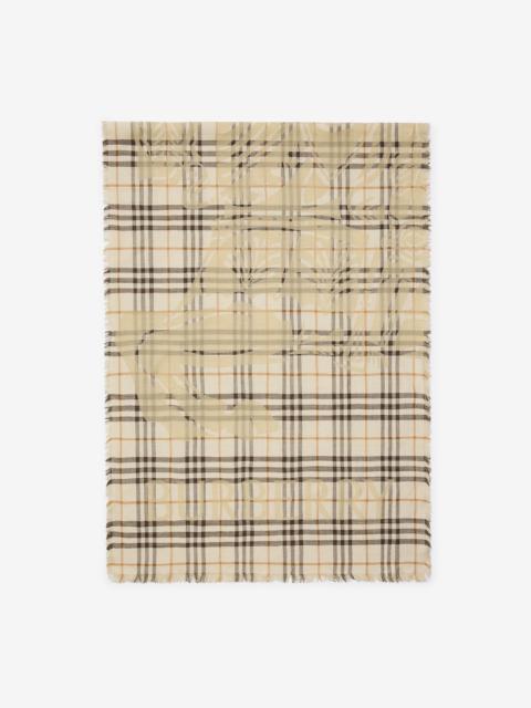 Wide EKD Check Wool Silk Scarf