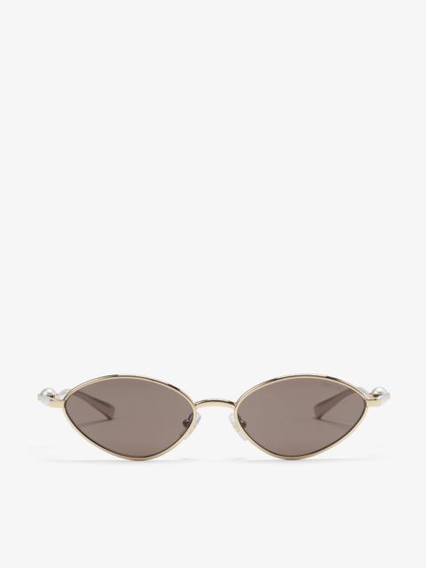 JIMMY CHOO Ina Pale Gold Metal Cat-Eye Sunglasses with Dark Brown Lenses
