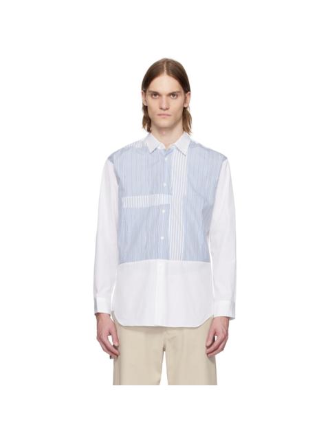 Comme des Garçons SHIRT White & Blue Yarn Dyed Cotton Stripe Poplin Shirt