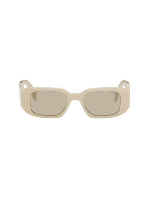 Prada Off-White Symbole Rectangular Sunglasses