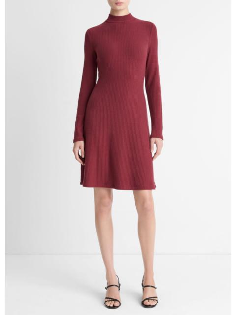 Vince Cozy Rib Mock-Neck Long-Sleeve Dress