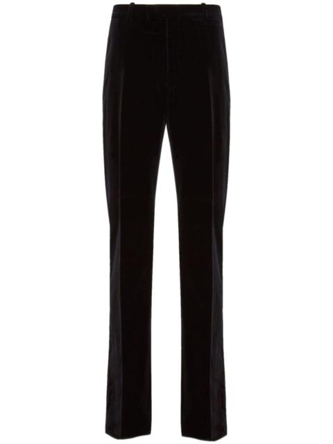 FERRAGAMO pressed-crease velvet straight-leg trousers