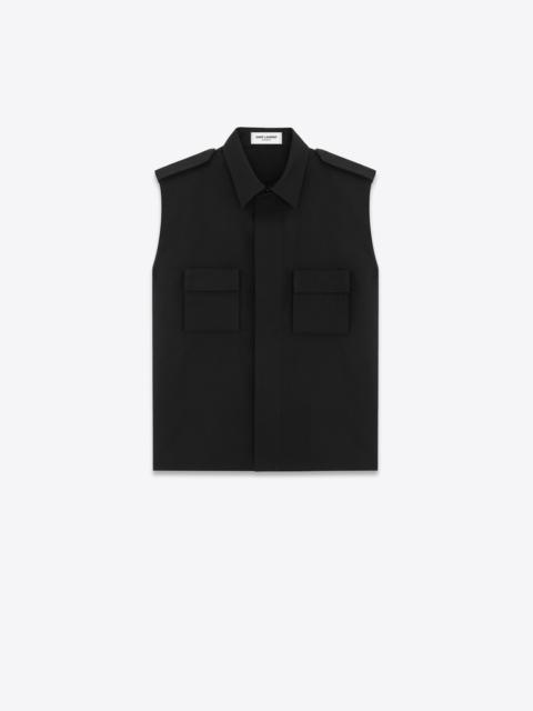 SAINT LAURENT saharienne sleeveless shirt in faille