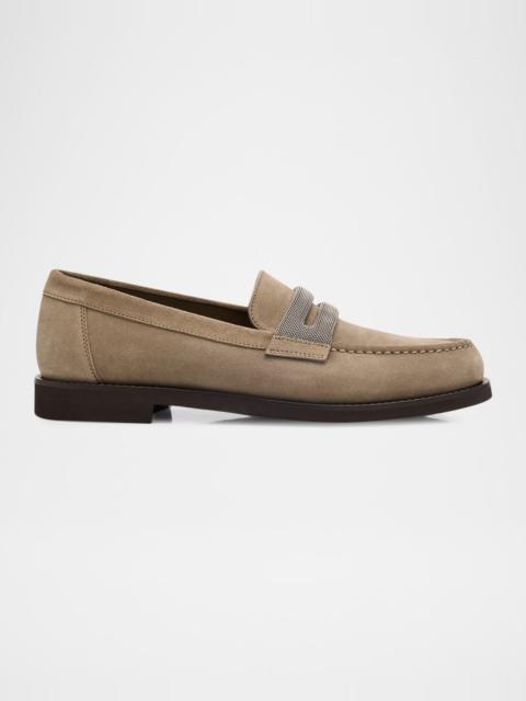 Brunello Cucinelli Monili Suede Penny Loafers