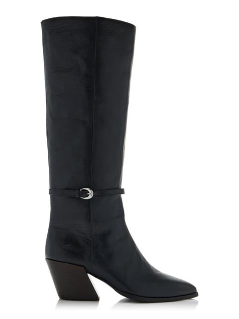 STAUD Austen Leather Knee Boots black