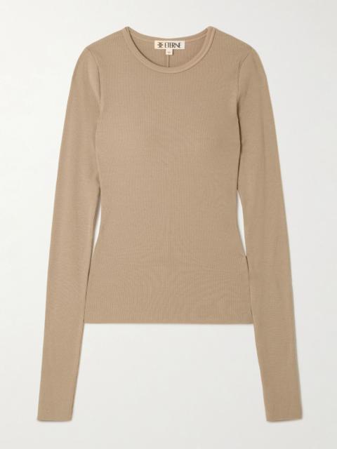 ÉTERNE Ribbed jersey T-shirt Camel