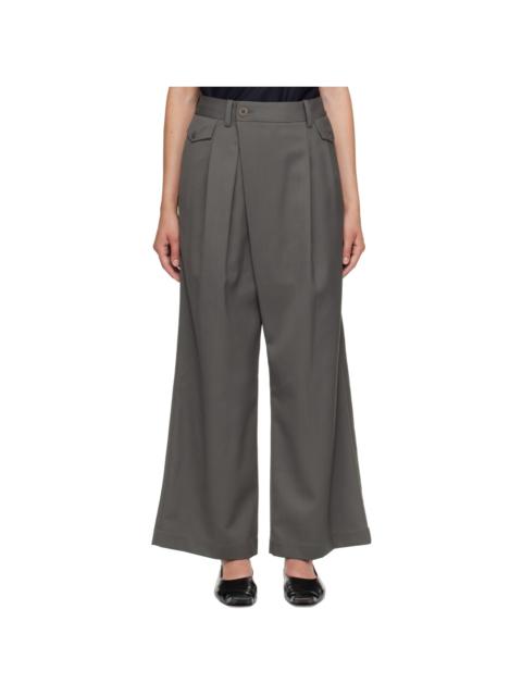ISSEY MIYAKE Gray Lustrous Wool Trousers