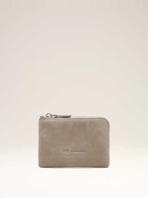 AMI Paris GREY COW LEATHER CARROUSEL ZIPPED WALLET