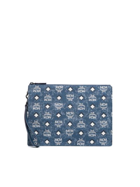 MCM Aren Camera Bag in Vintage Denim Jacquard