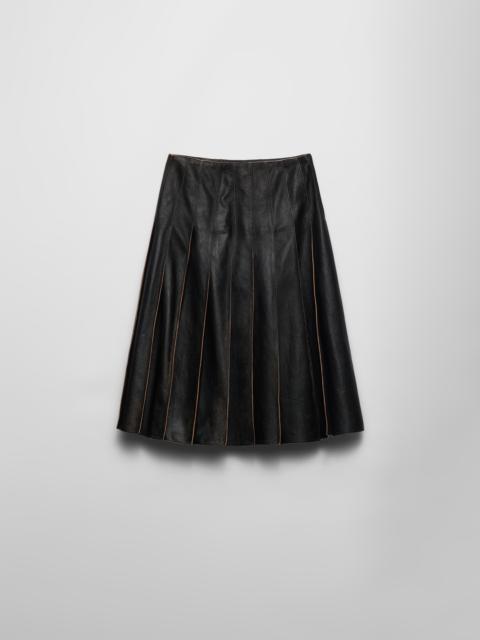 Prada Pleated leather skirt