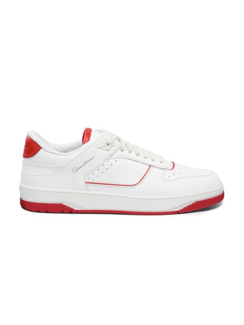 Santoni Men's white and red leather Sneak-Air sneaker