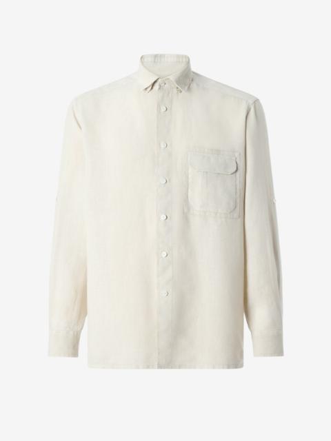 CORNELIANI Grey pure linen shirt