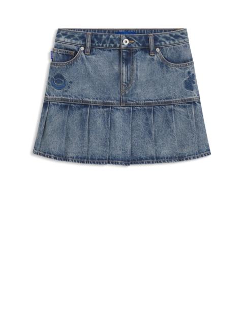HUGO HALF-PLEATED MINI SKIRT IN BLUE RIGID DENIM