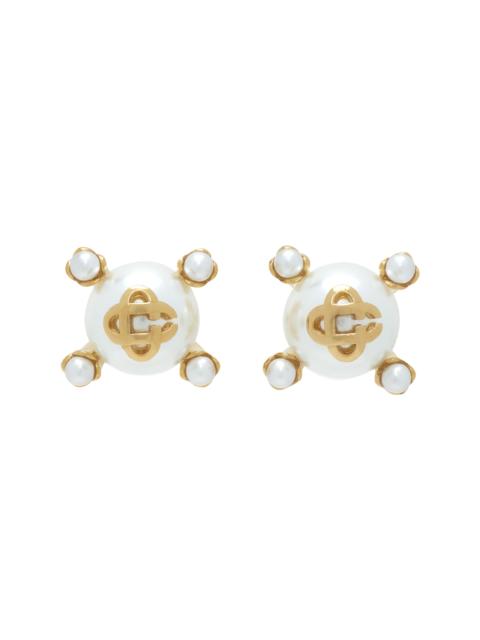 CASABLANCA Lotus Faux-Pearl Stud Earrings