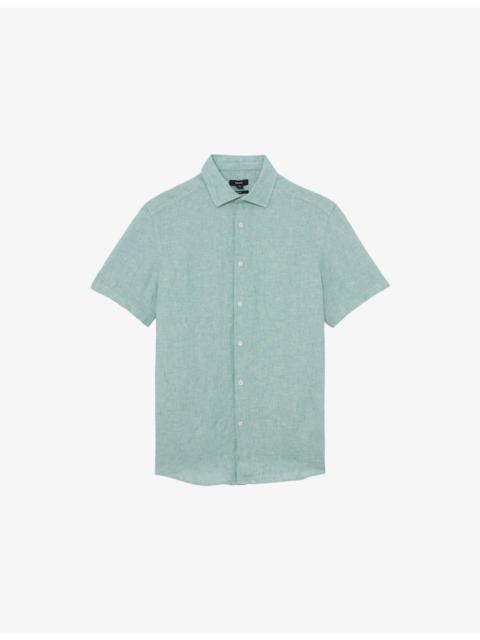 REISS Holiday Short-Sleeve Linen Shirt