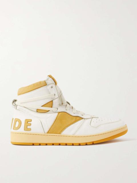 Rhude Rhecess Distressed Leather High-Top Sneakers