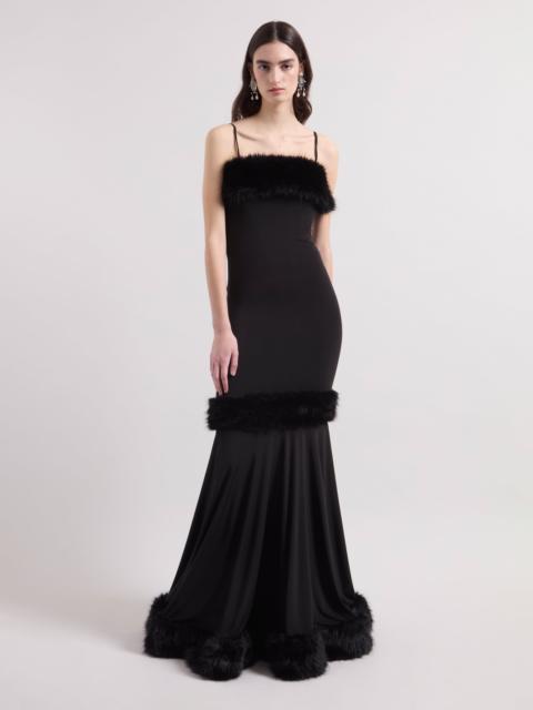 NINA RICCI Black Faux Fur Maxi Dress