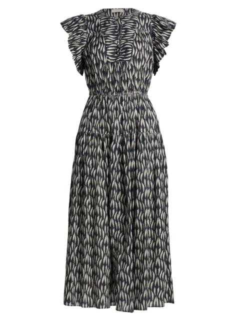 ULLA JOHNSON Women's Kairi Printed Flutter-Sleeve Midi-Dress - Graphite