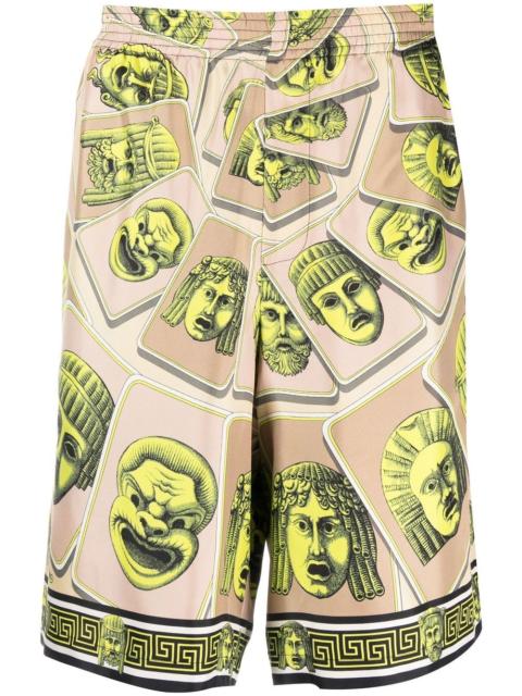 Le Maschere print silk shorts