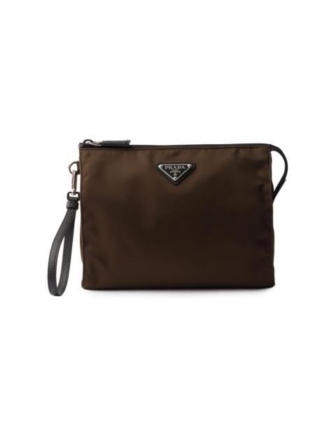 Prada Men's Re-Nylon and Saffiano Leather Necessaire - Brown